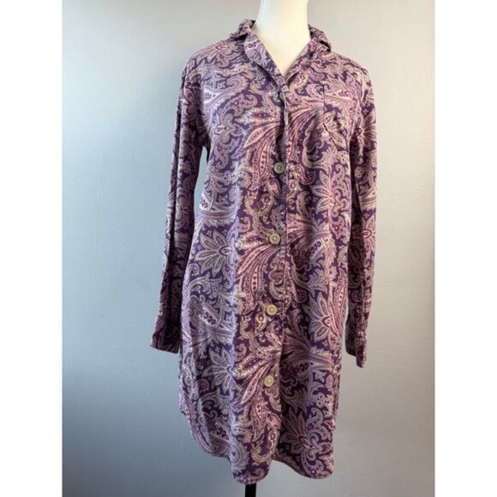 Lauren Ralph Lauren XS Night Gown Shirt Purple Paisley Romantic Preppy Cottage